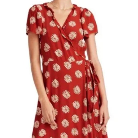 Madewell Daisy Daydream Ruffle Wrap Midi Dress - Size Small - Picture 1 of 7